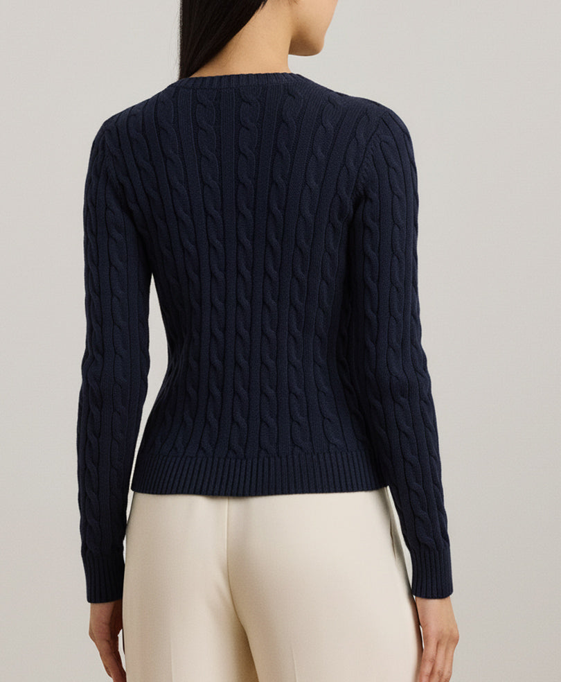 Navy Cable Knit Cardigan (Women)
