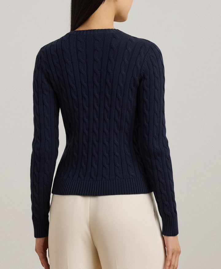 Navy Cable Knit Cardigan (Women)