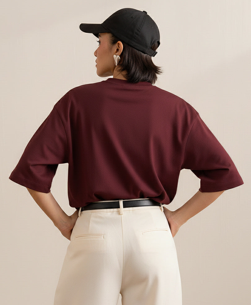 Maroon Relaxed Fit Crew (Women)