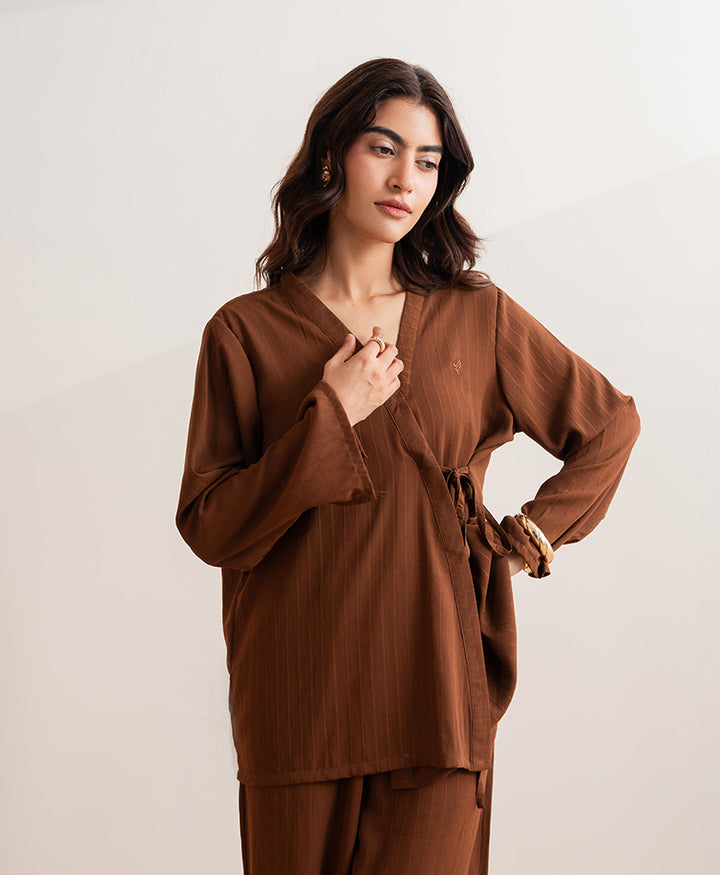 Mocha Line Wrap Shirt (Women)