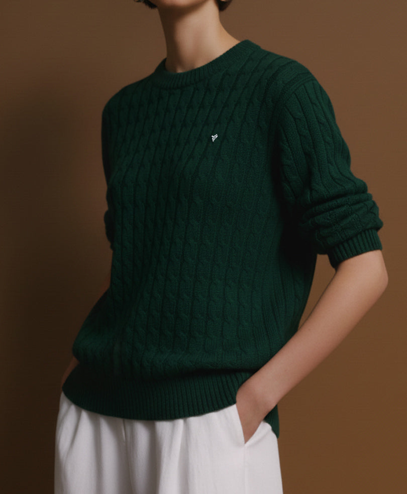 Green Cable Knit Sweater (Women)