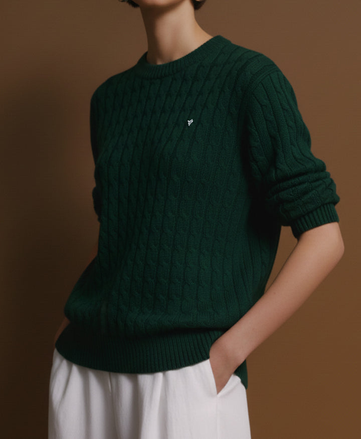 Green Cable Knit Sweater (Women)