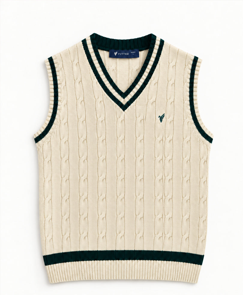Retro Cable Knit Vest (Women)