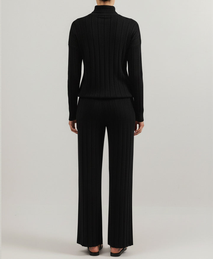 Black Drop Needle Knitted Trouser (Women)