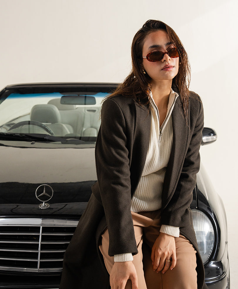 Dark Olive Double Breasted Long Coat (Women)