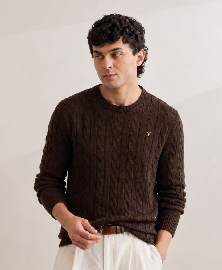 Chocolate Cable Knit Sweater