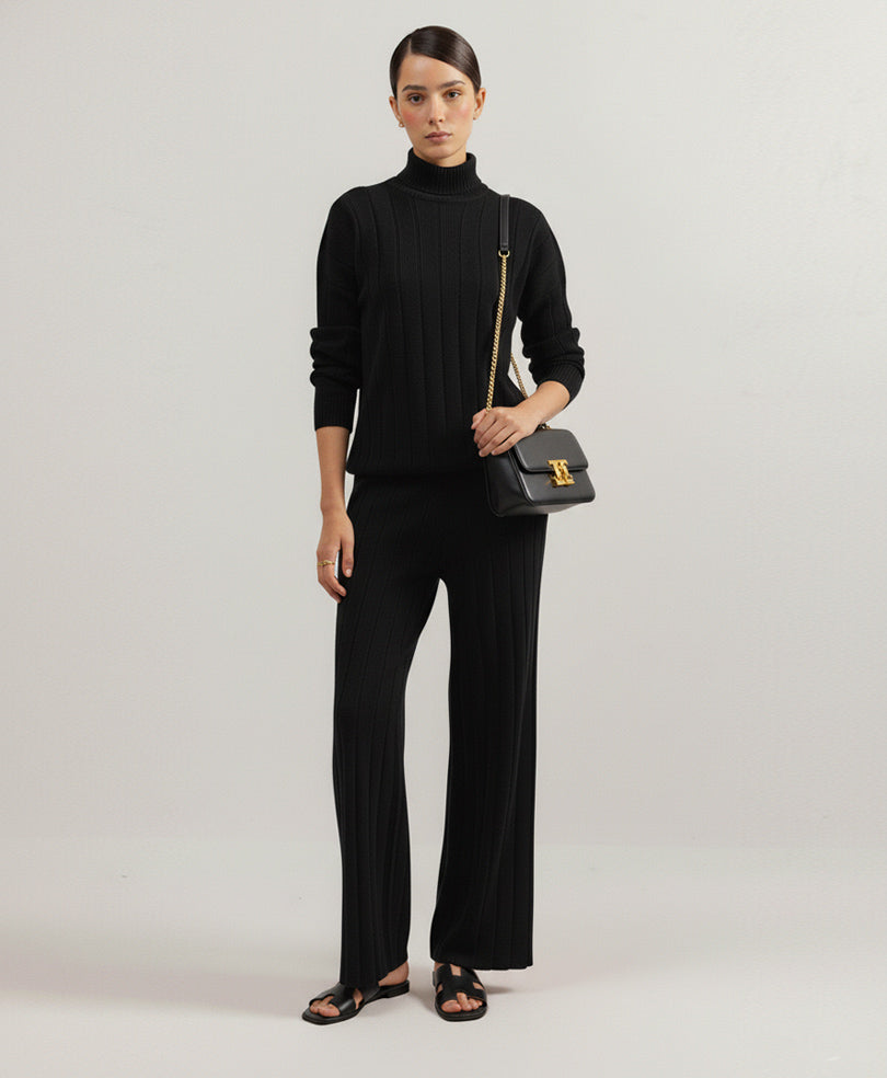 Black Drop Needle Knitted Trouser (Women)