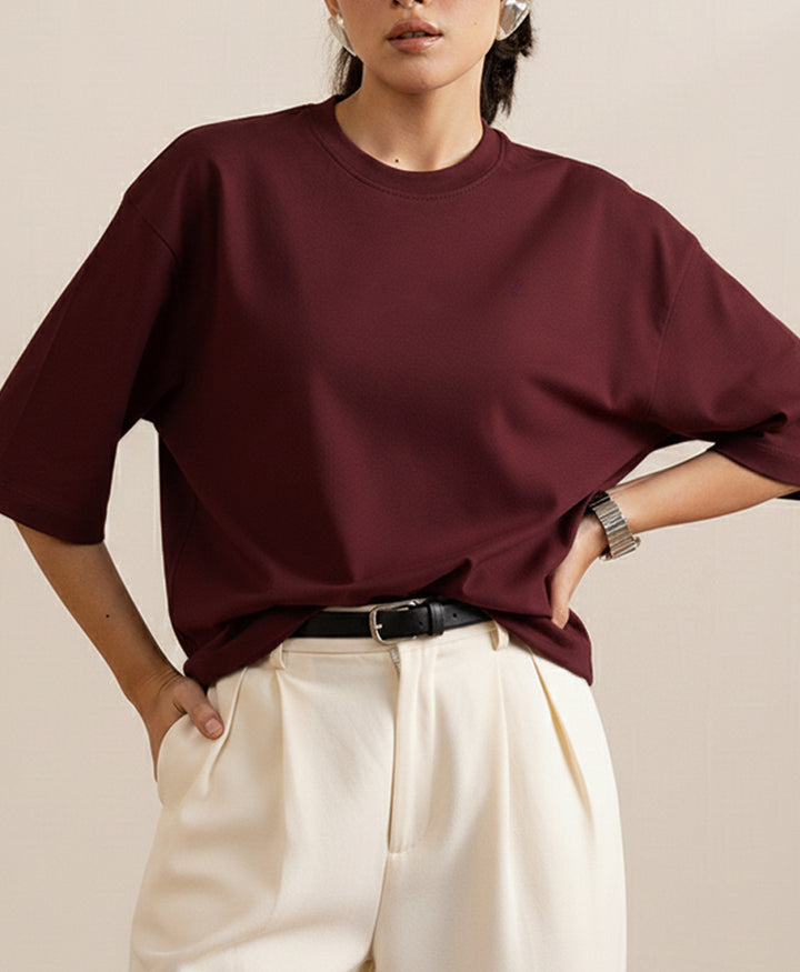 Maroon Relaxed Fit Crew (Women)