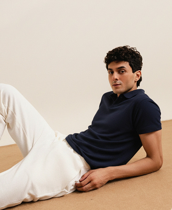 Navy Waffle Revere POLO
