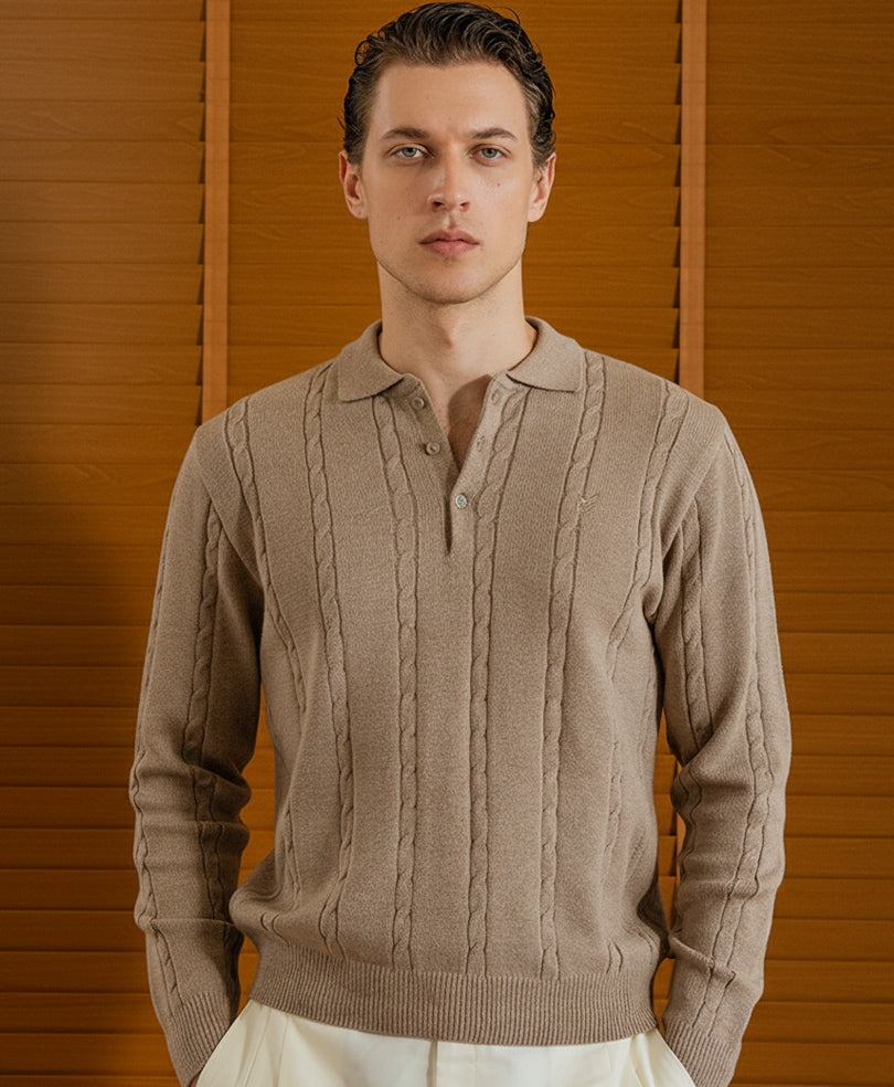 Goat Full Sleeve Cable Knit POLO