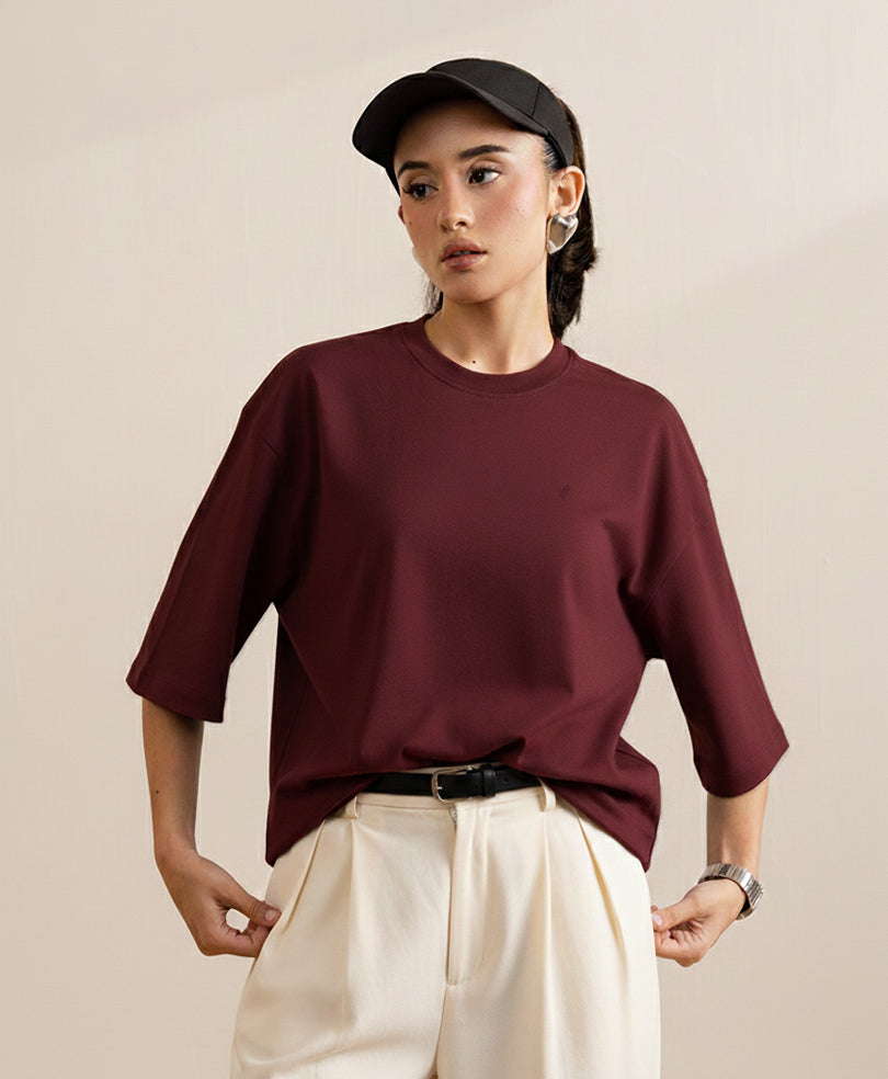 Maroon Relaxed Fit Crew (Women)