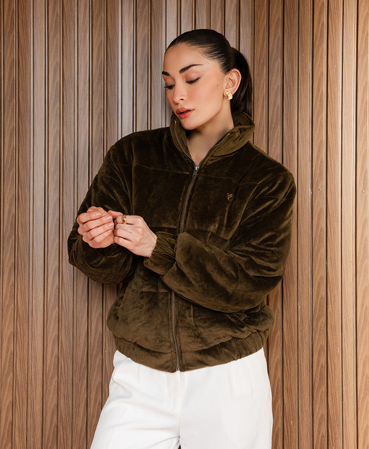 DK Brown Corduroy Puffer Jacket (Women)