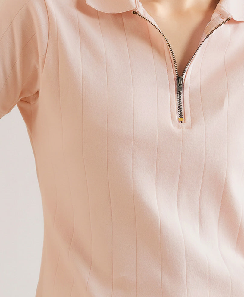 Cameo Rose Drop Needle Zip POLO (Women)