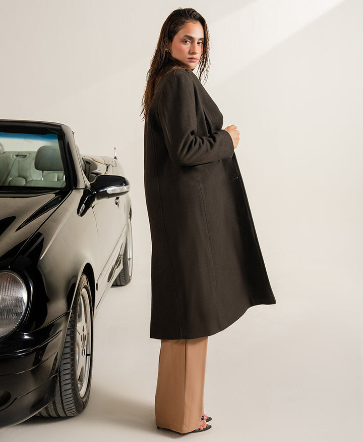 Dark Olive Double Breasted Long Coat (Women)