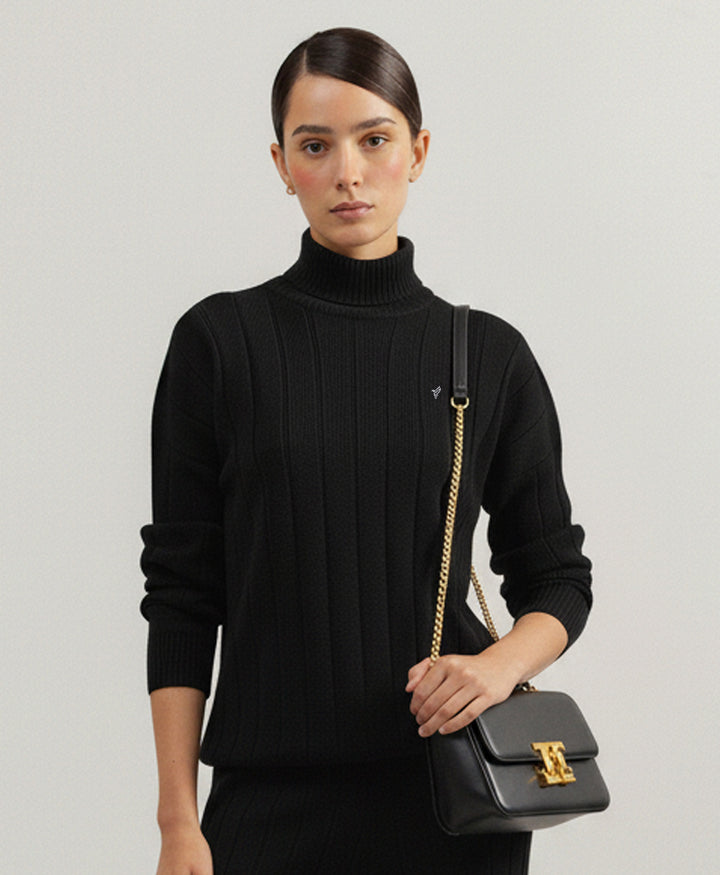 Black Turtle Neck Sweater (Women)