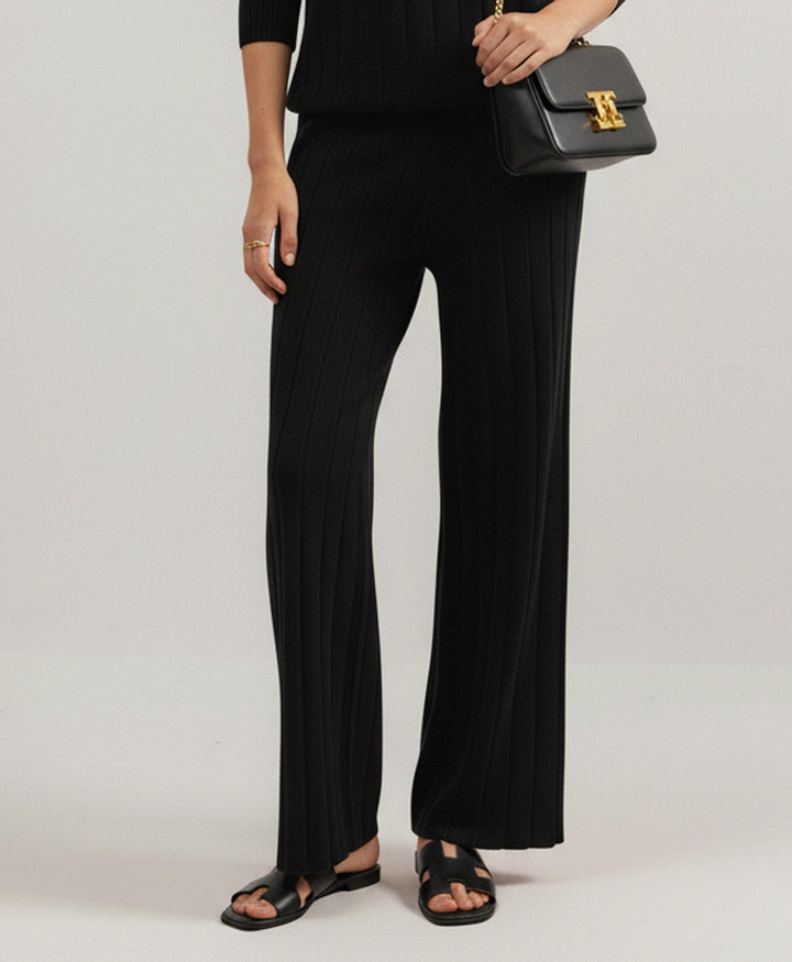 Black Drop Needle Knitted Trouser (Women)