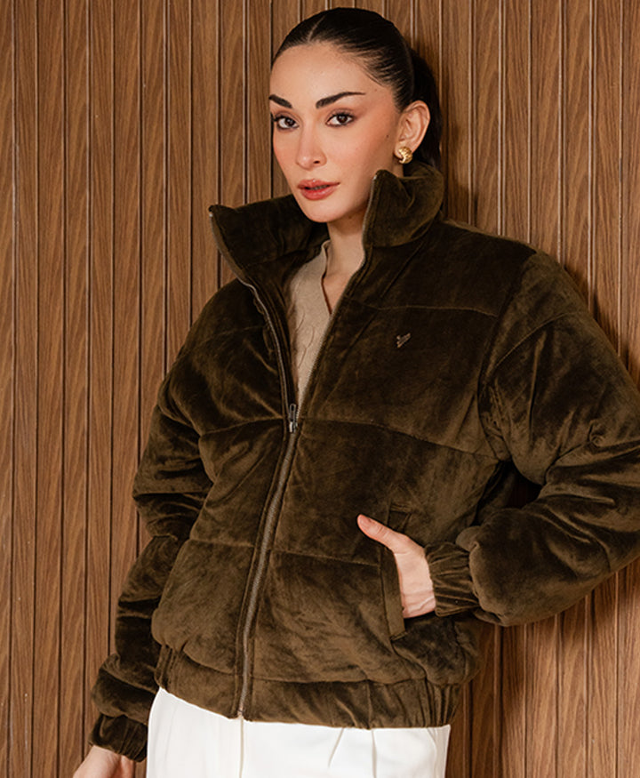 DK Brown Corduroy Puffer Jacket (Women)