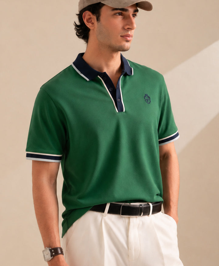 Green Sports Tipped POLO