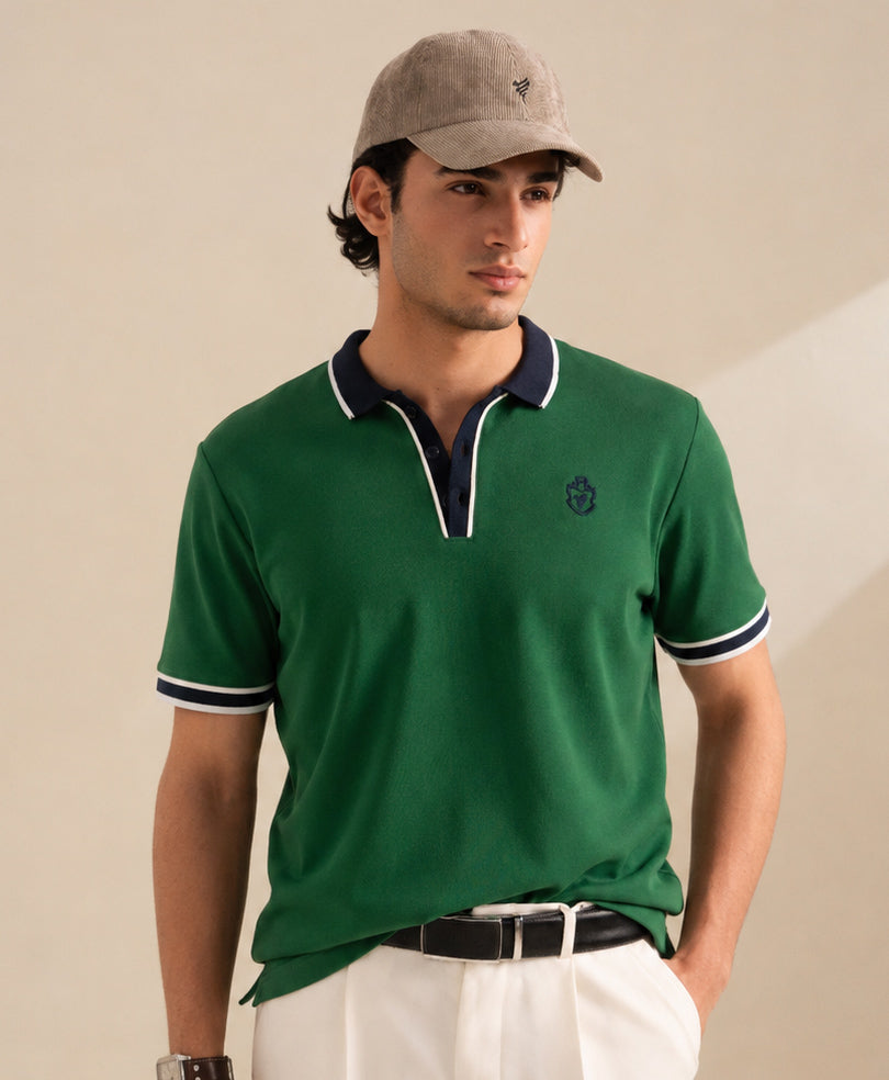 Green Sports Tipped POLO