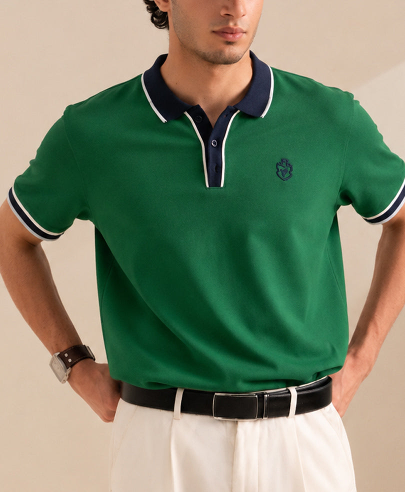 Green Sports Tipped POLO