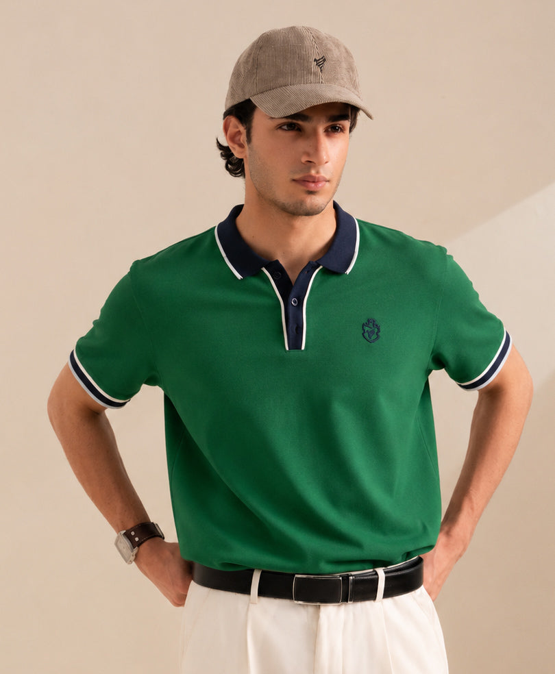 Green Sports Tipped POLO