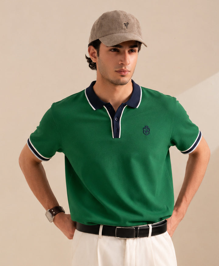 Green Sports Tipped POLO