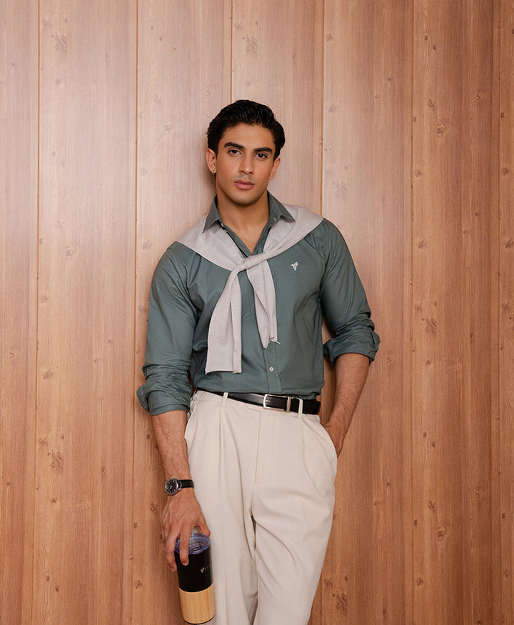 Lt Olive Oxford Shirt (Slim / Modern Fit)