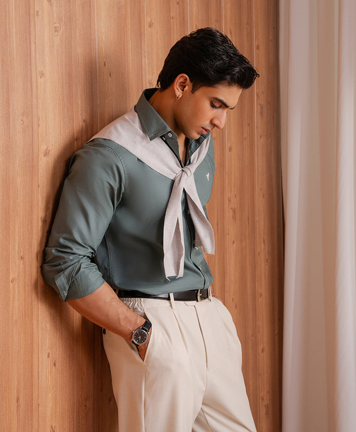 Lt Olive Oxford Shirt (Slim / Modern Fit)