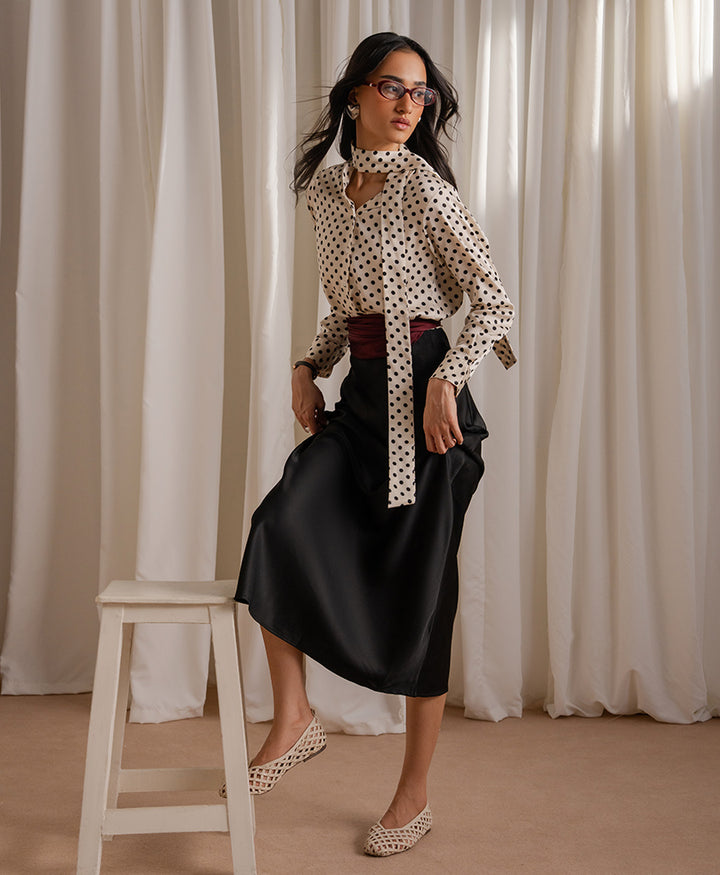 Polka Dot Tie Neck Shirt (Women)