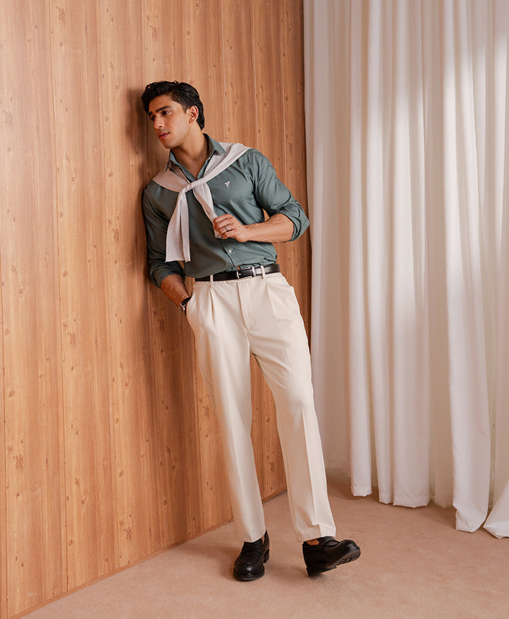 Lt Olive Oxford Shirt (Slim / Modern Fit)