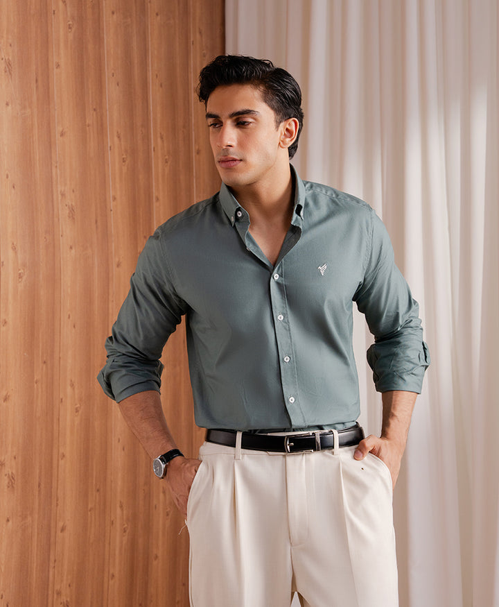 Lt Olive Oxford Shirt (Slim / Modern Fit)