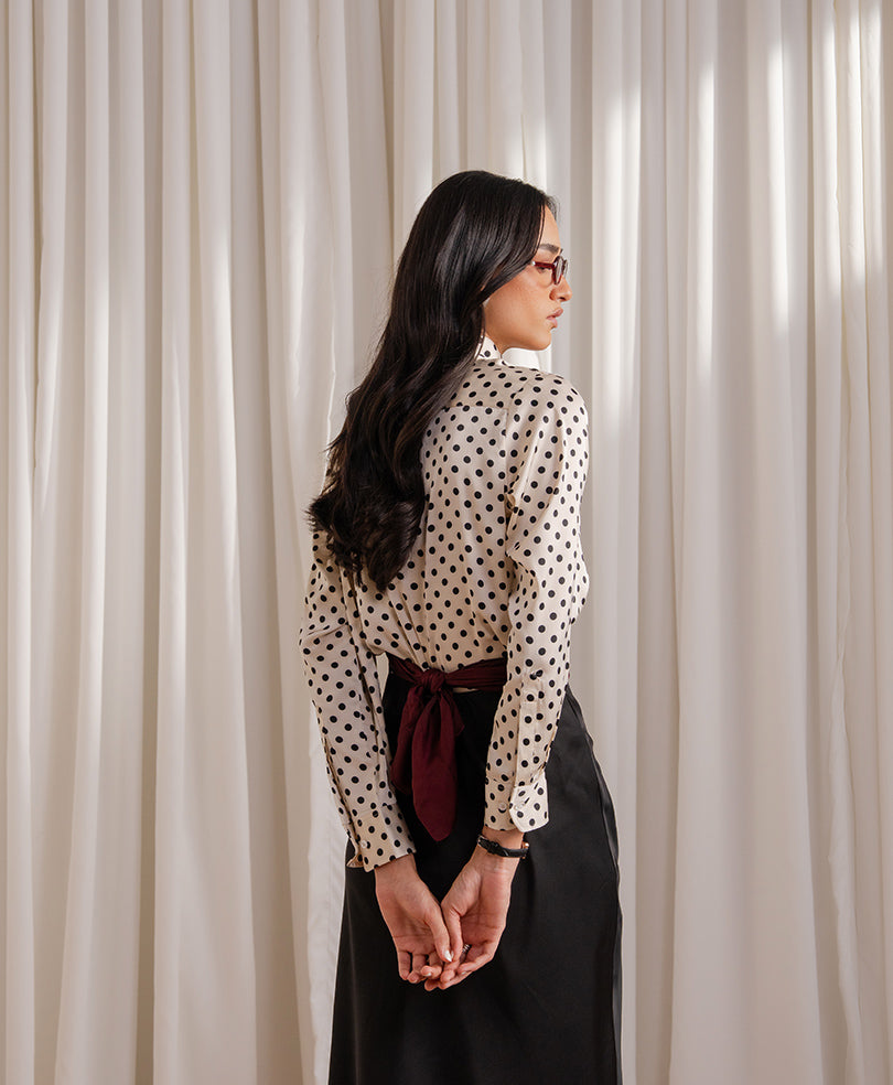 Polka Dot Tie Neck Shirt (Women)