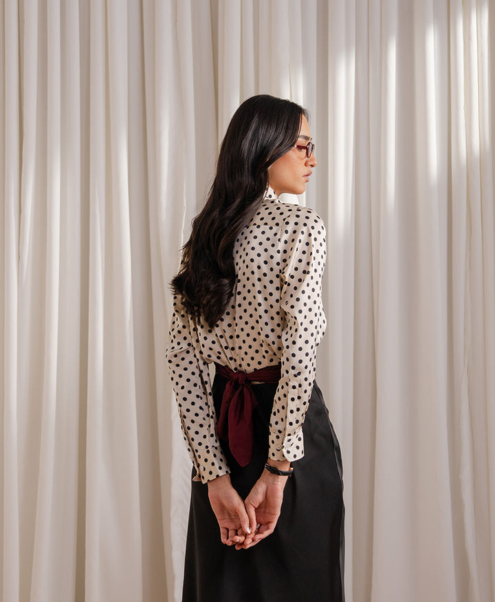 Polka Dot Tie Neck Shirt (Women)