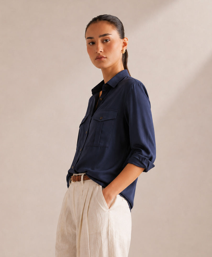 Navy Safari Shirt (Women)