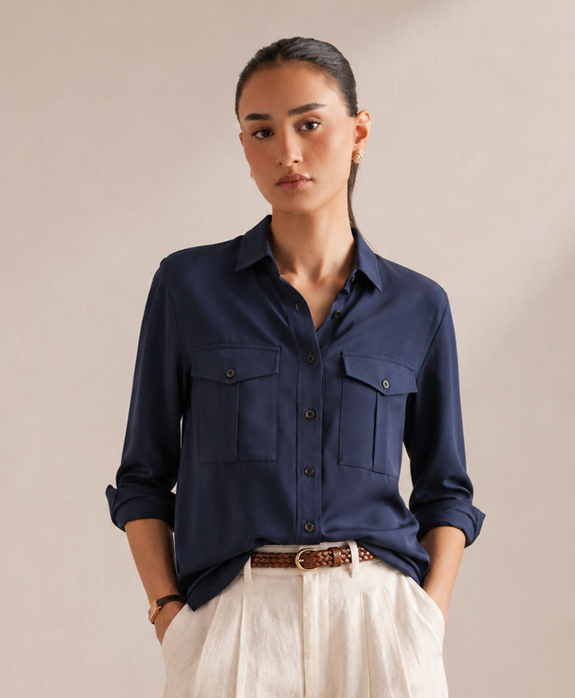 Navy Safari Shirt (Women)