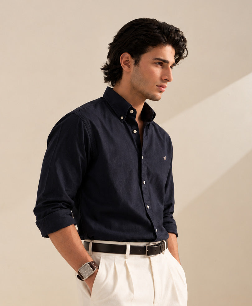 Navy Premium Oxford Shirt (Slim Fit)