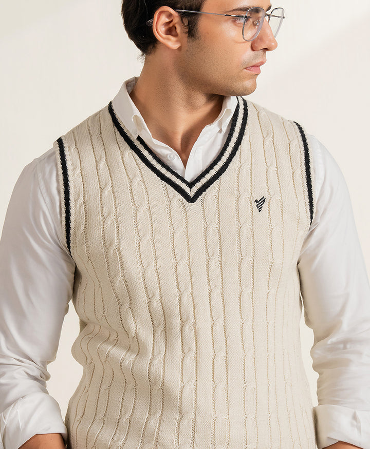 OFF White Cable Knit Sleeveles Sweater