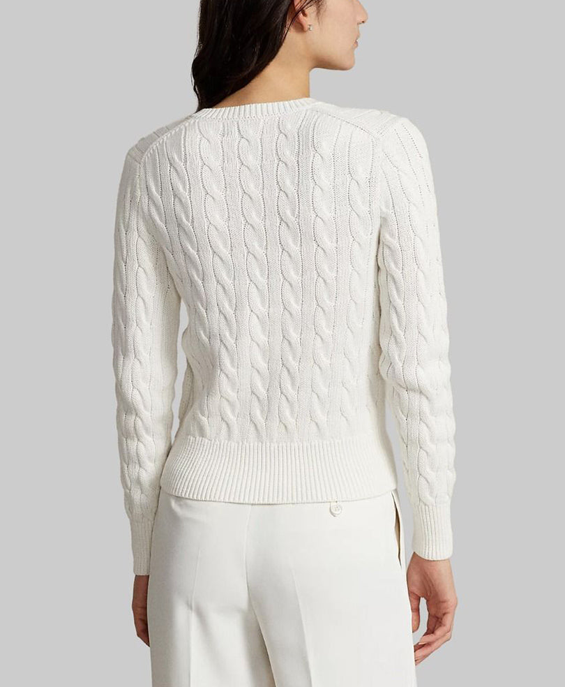 White Cable Knit Cardigan (Women)