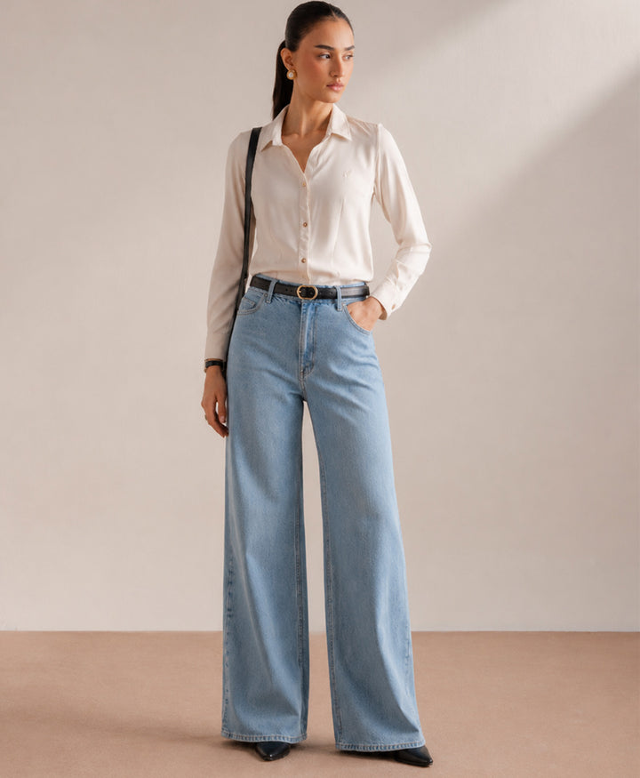 Light Blue Wide Leg Jeans (Women)