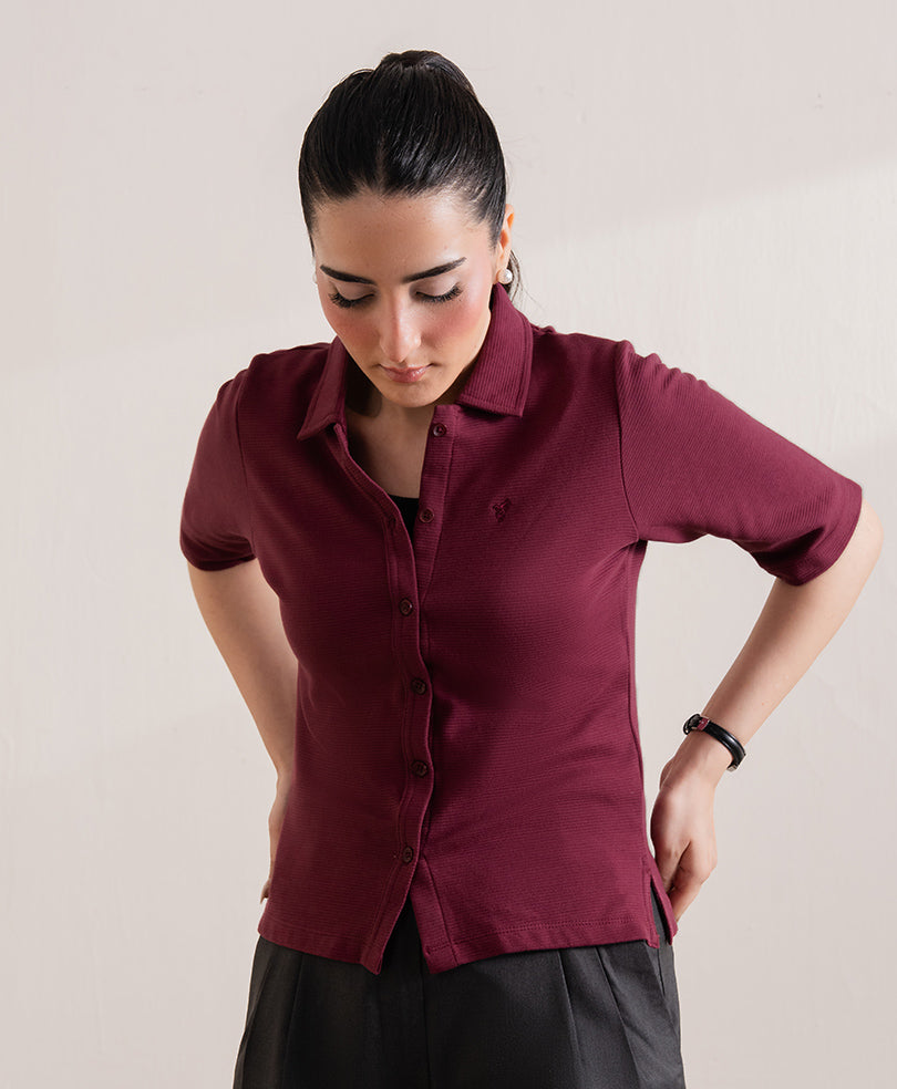 Burgundy Knitted Cardigan POLO (Women)