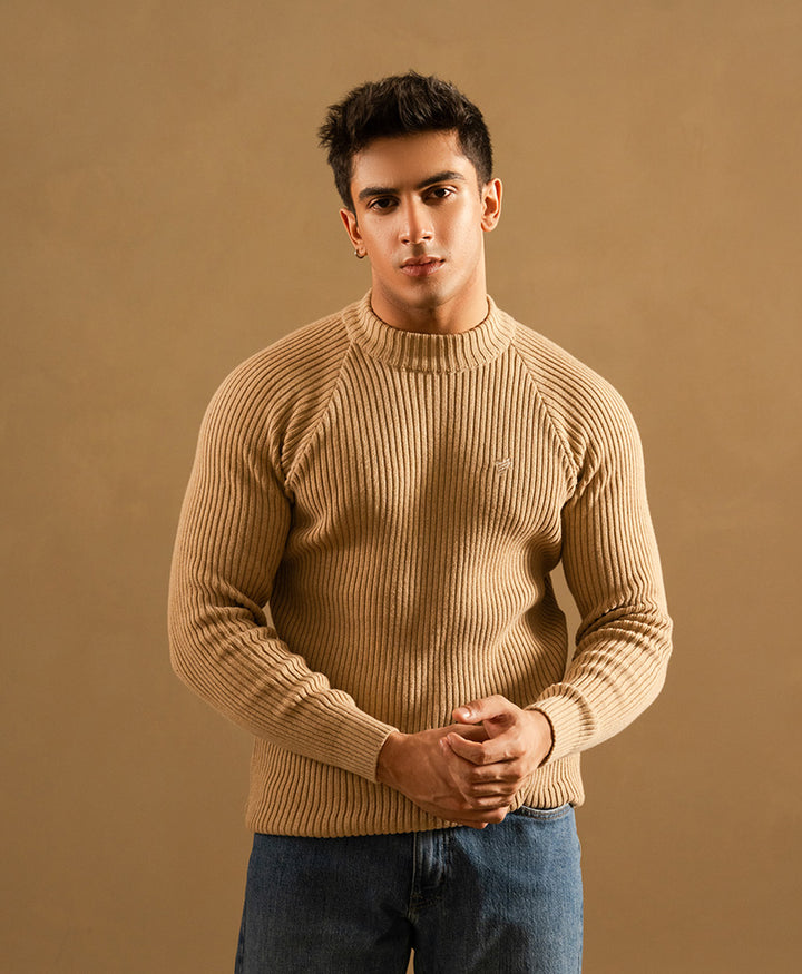 Khaki Mock Neck Sweater