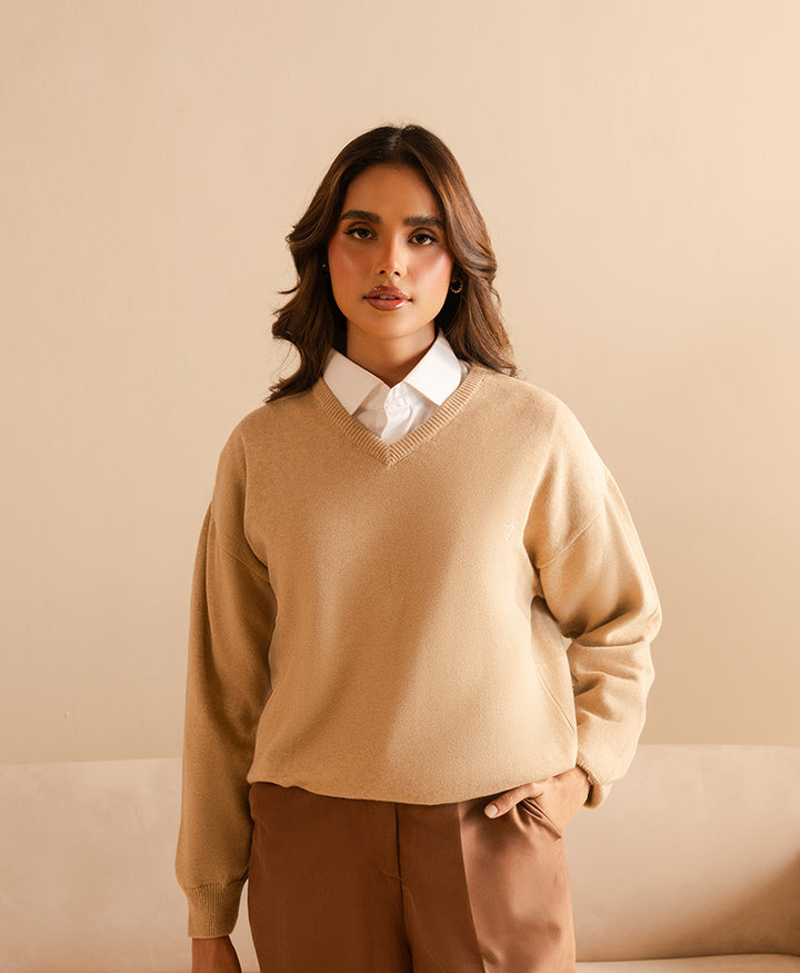 Khaki Oversize Sweater (Women)