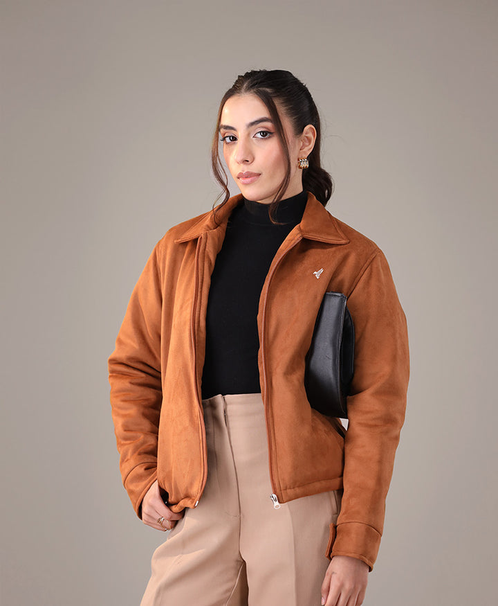 Camel Suede Flight Jacket (Women)