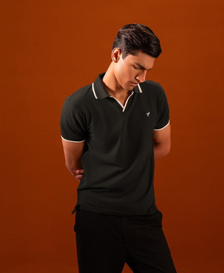 Black V Neck POLO