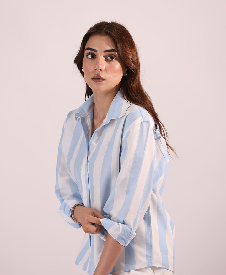 Blue Bold Striped Shirt (Women)