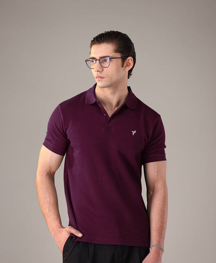 Maroon Waffle Knit POLO