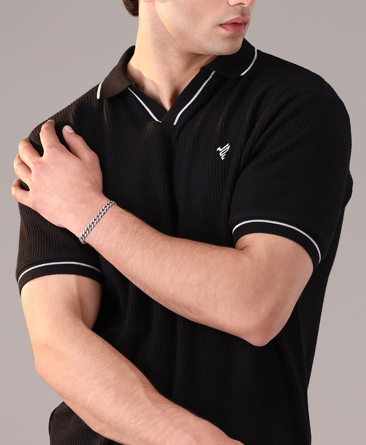 Black French Knit POLO