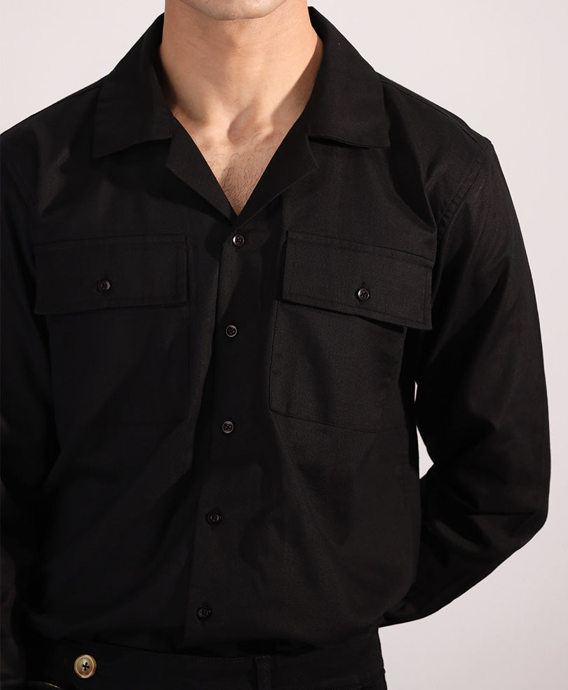 Black Safari Shirt - FITTED