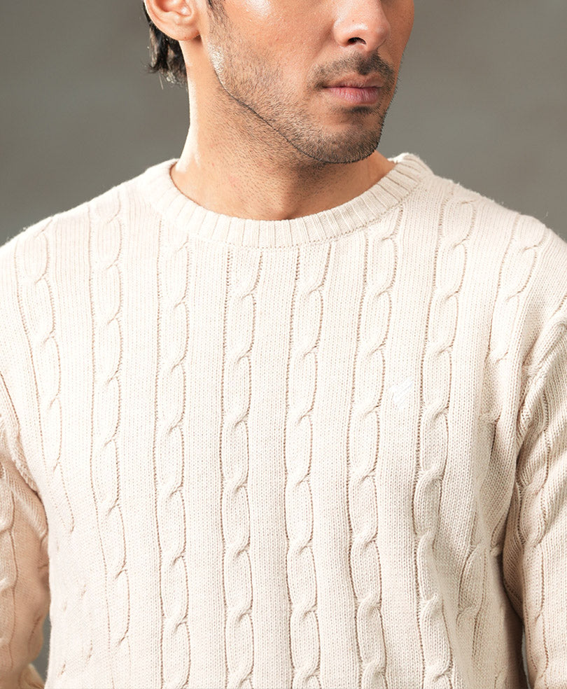 Beige Cable Knit Sweater