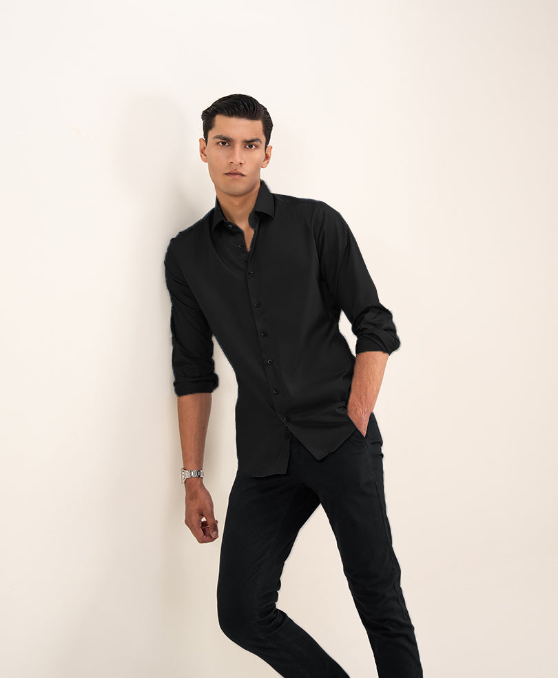 Pure Black Shirt (Slim / Modern / Regular Fit)